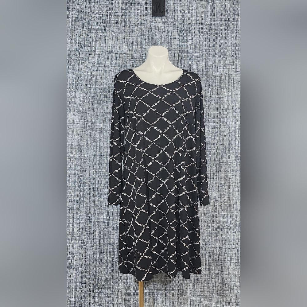 Ellos Black and White Long Sleeve Dress Size M